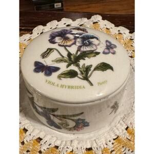 Portmeirion By Susan Williams-Ellis Botanic Pansy Garden Round Trinket Box Lid